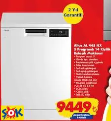ALTUS AL 445 NX 5 PROGRAMLI 14 KİŞİLİK BULAŞIK MAKİNESİ